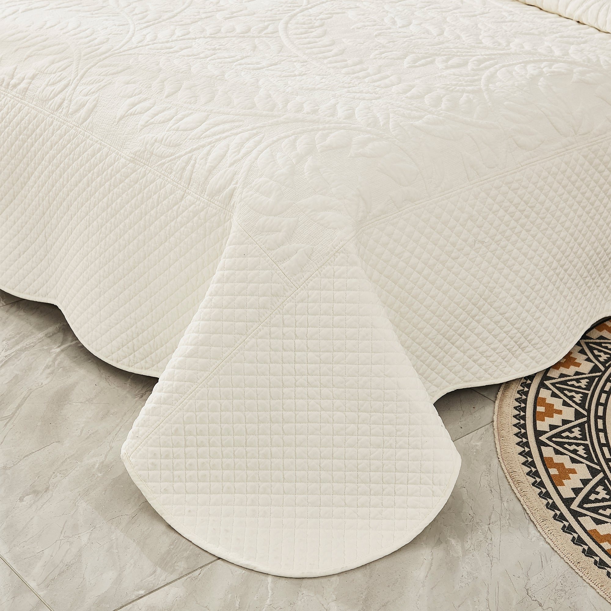 3 Piece 100% Cotton Quilt Set, Oversized Quilted Bedspread T