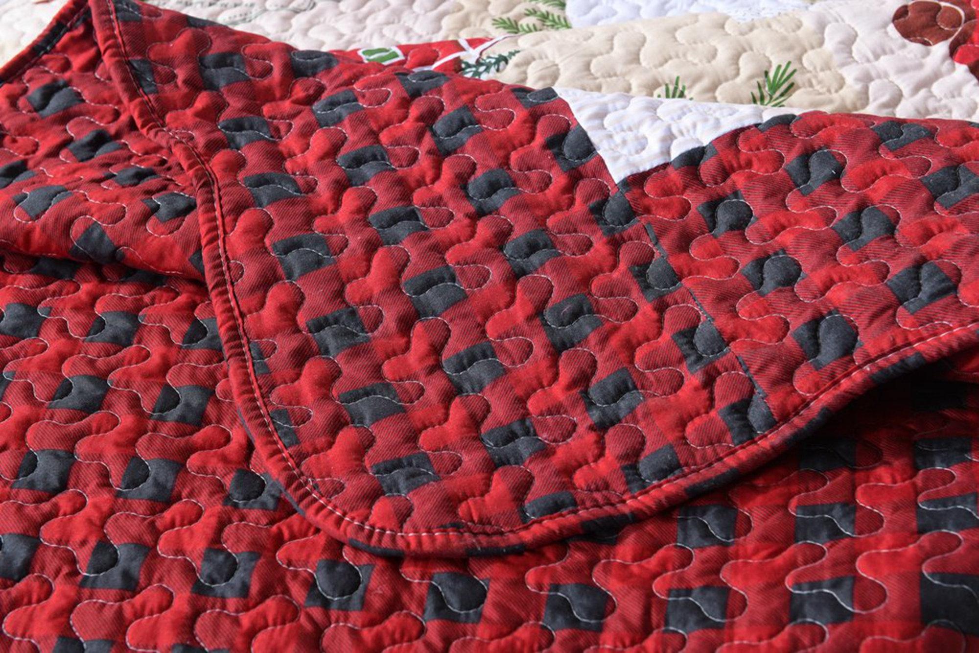 3 Piece Christmas Snowman Reversible Quilt Bedspread Set B013