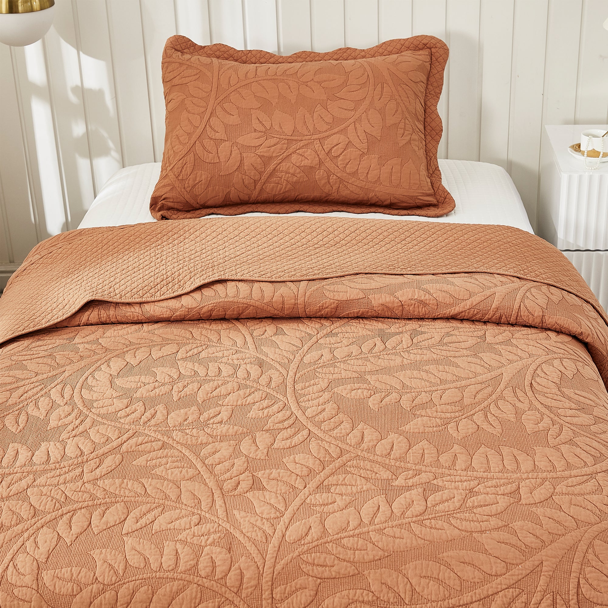 3 Piece 100% Cotton Quilt Set, Oversized Quilted Bedspread T