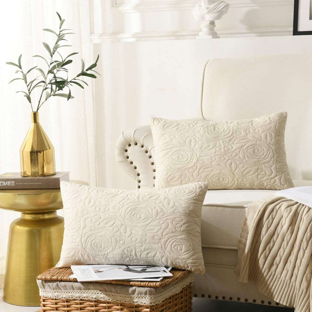 2 Pack Quilted Euro Sham Covers, Decorative Pillow Covers