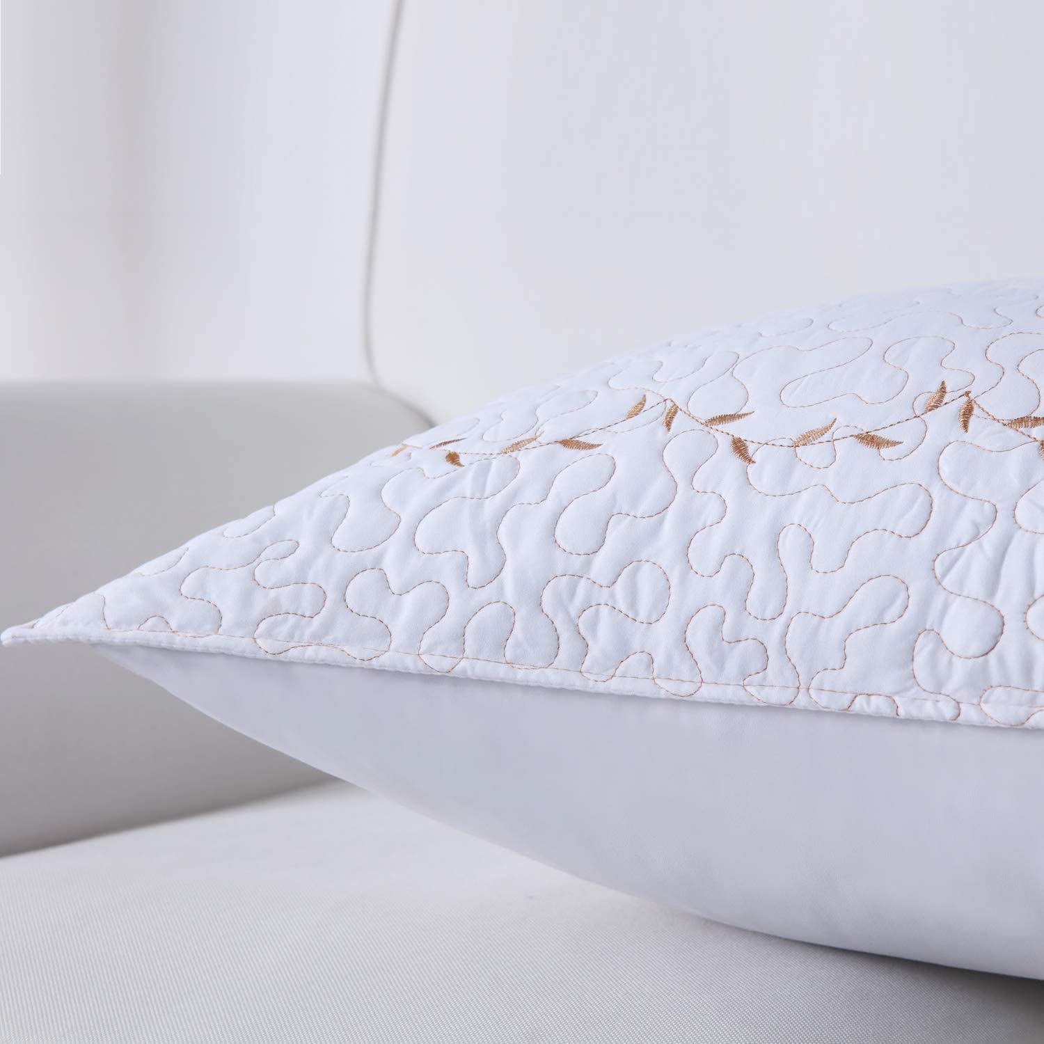 2 Pack Embroidered Pillow Shams – Standard Queen King Euro Decorative Pillow Covers with Hidden Zipper