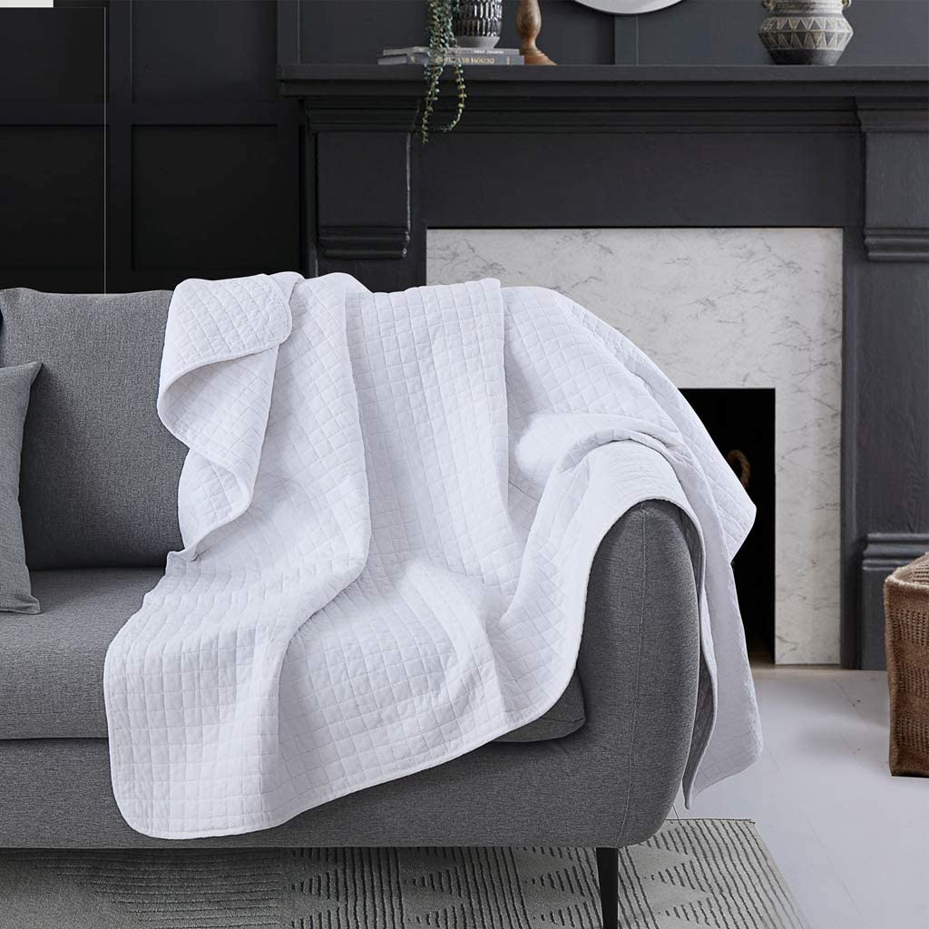 100% Cotton Quilted Throw Decorative Throw Blanket Quilt 50"x60"