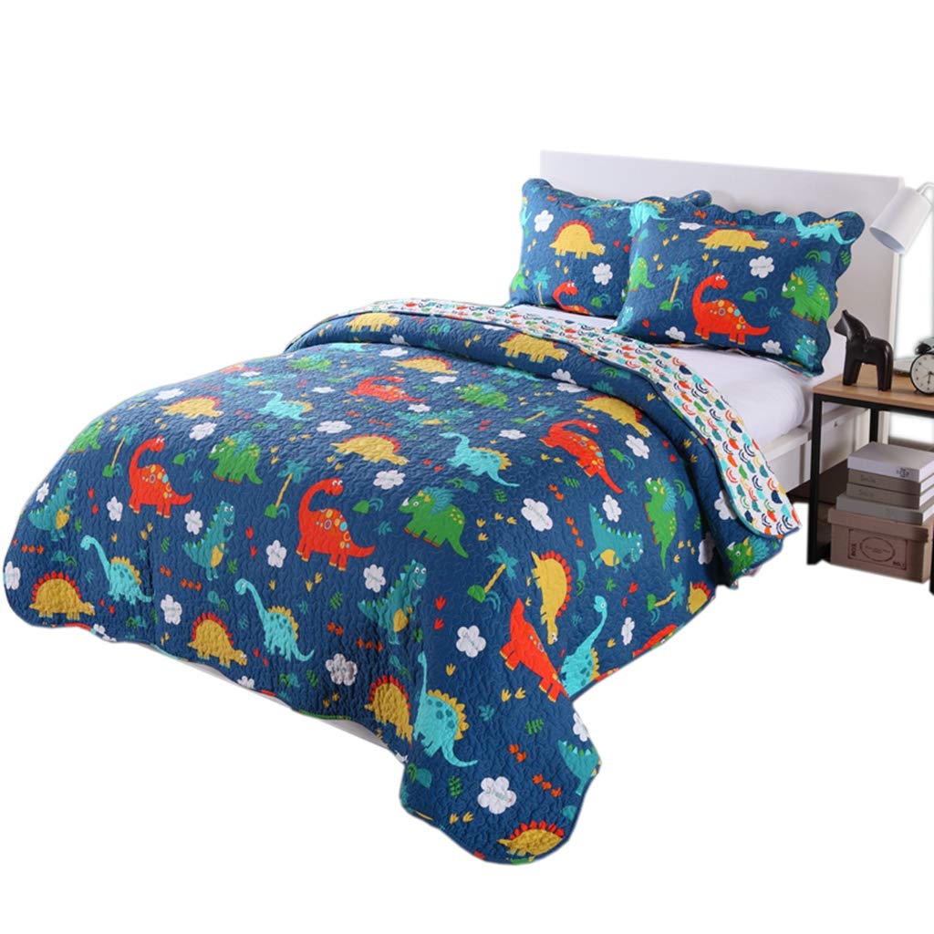 2/3 Piece Kids Dinosaur Quilt Set, 100% Cotton Bedspread Lightweight KL