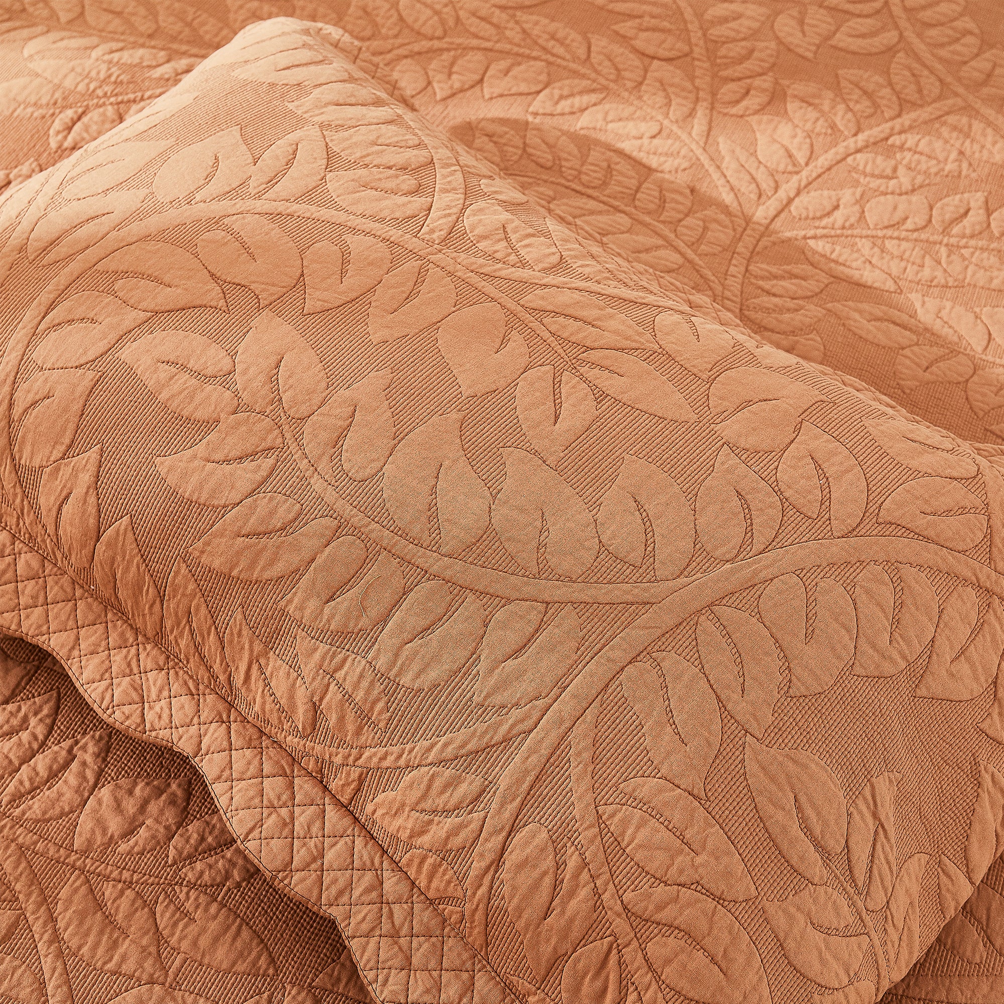 2-Piece 100% Cotton Quilted Pillow Shams Embroidered Farmhouse Pillow Shams