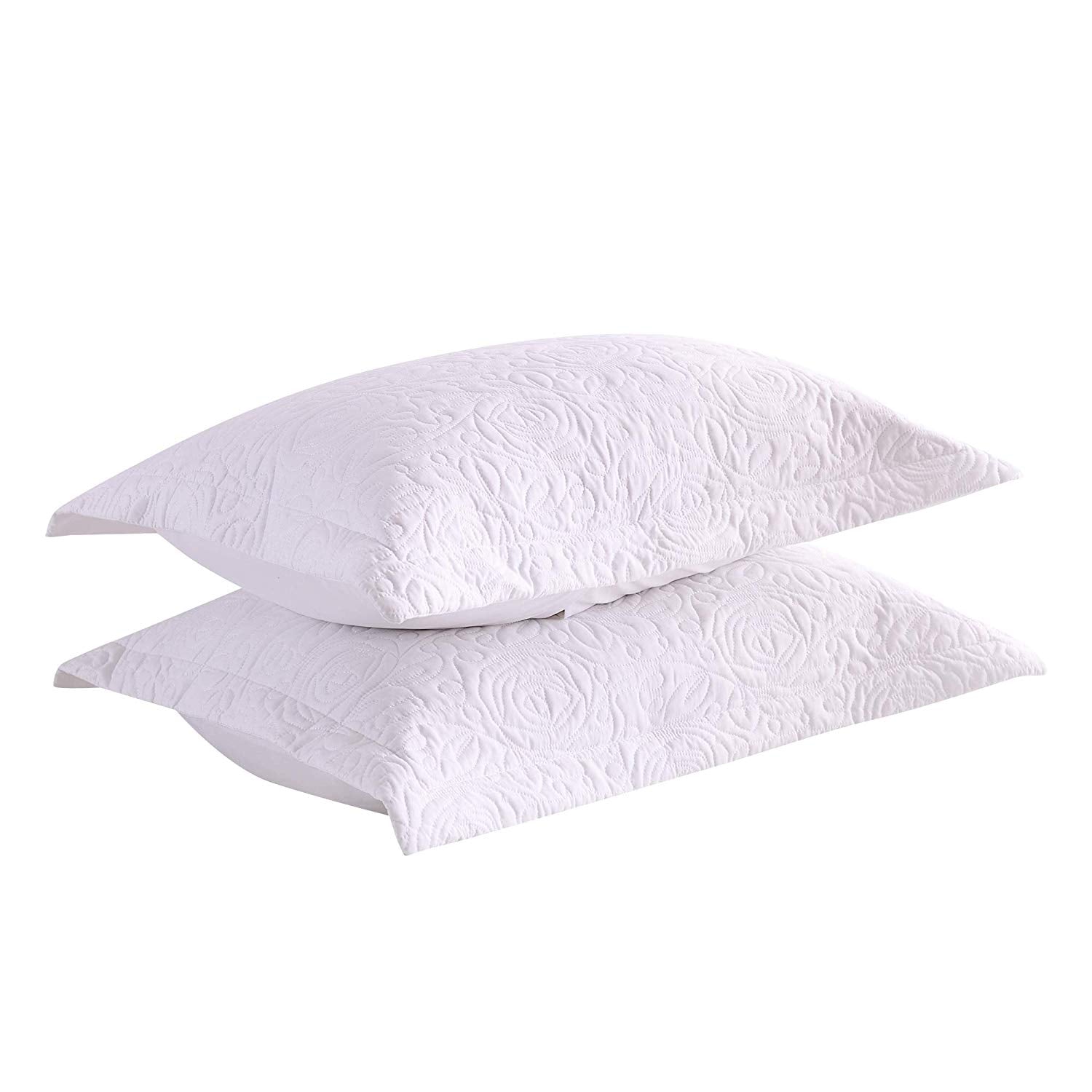 2-Piece Embroidered Pillow Shams, Queen Decorative Microfiber Pillow Shams Set Standard Size