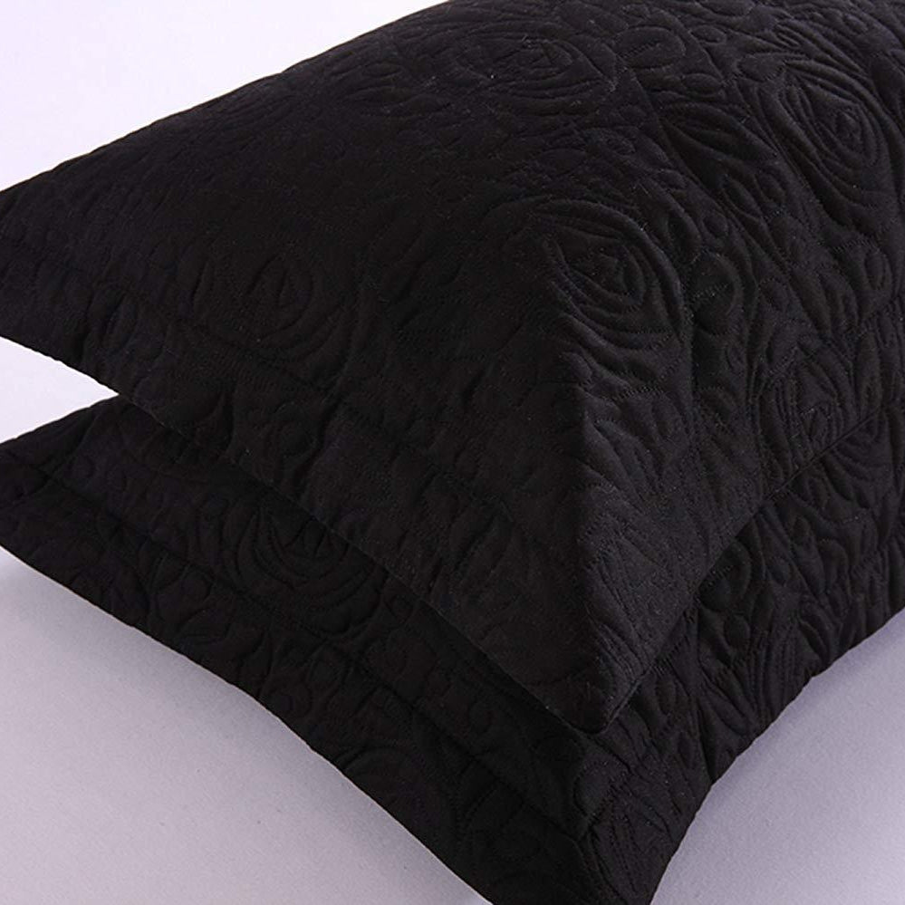 2-Piece Embroidered Pillow Shams, Queen Decorative Microfiber Pillow Shams Set Standard Size