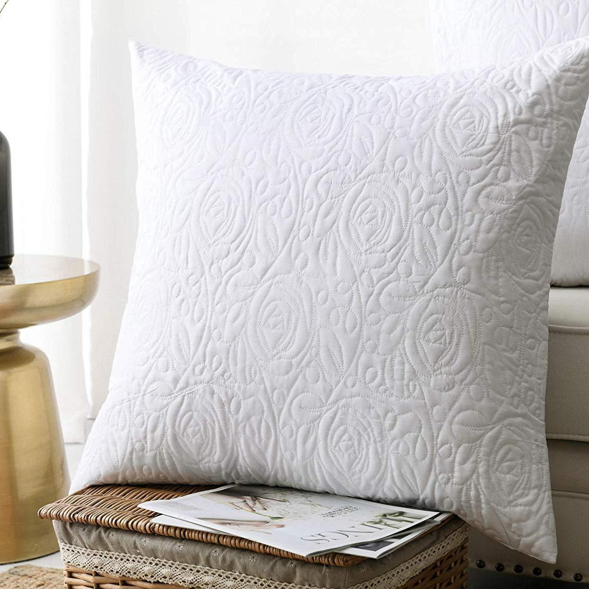 2 Pack Quilted Euro Sham Covers, Decorative Pillow Covers