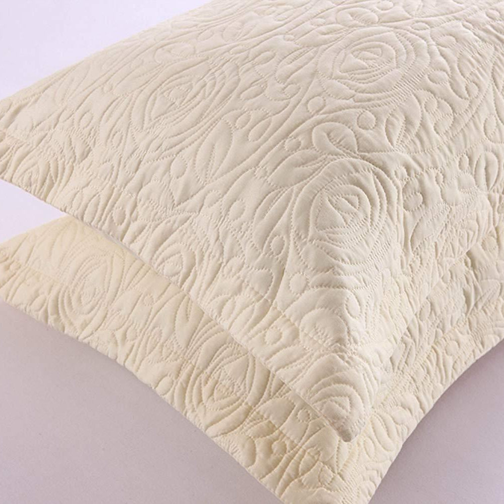 2-Piece Embroidered Pillow Shams, Queen Decorative Microfiber Pillow Shams Set Standard Size