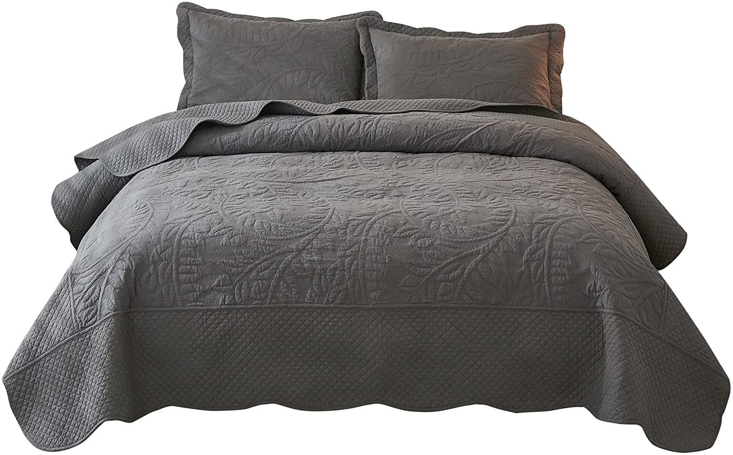 3 Piece 100% Cotton Quilt Set, Oversized Quilted Bedspread T