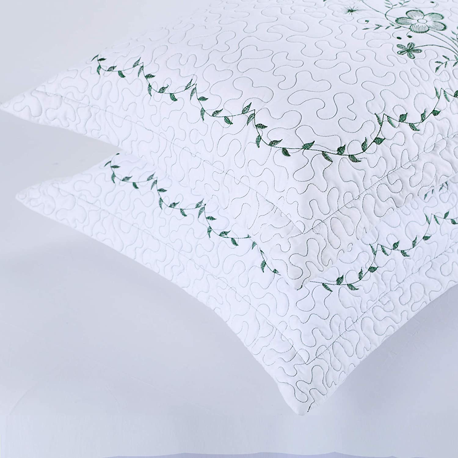 2 Pack Embroidered Pillow Shams – Standard Queen King Euro Decorative Pillow Covers with Hidden Zipper