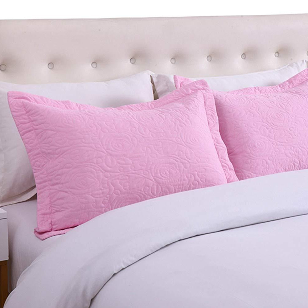 2 Piece Embroidered Pillow Shams, King Decorative Microfiber Pillow Shams Set, King Size