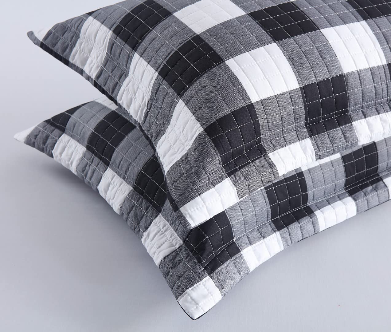 2 Piece Buffalo Plaid Pillow Shams, Microfiber Decorative Covers with Zipper