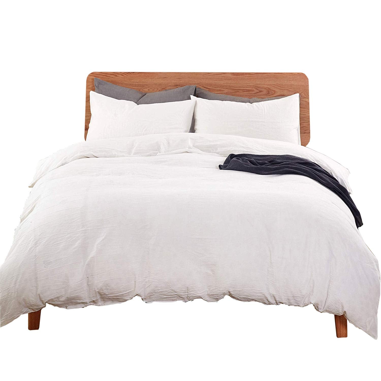 3 Piece 100% Cotton Duvet Cover Set, Soft Breathable Bedding