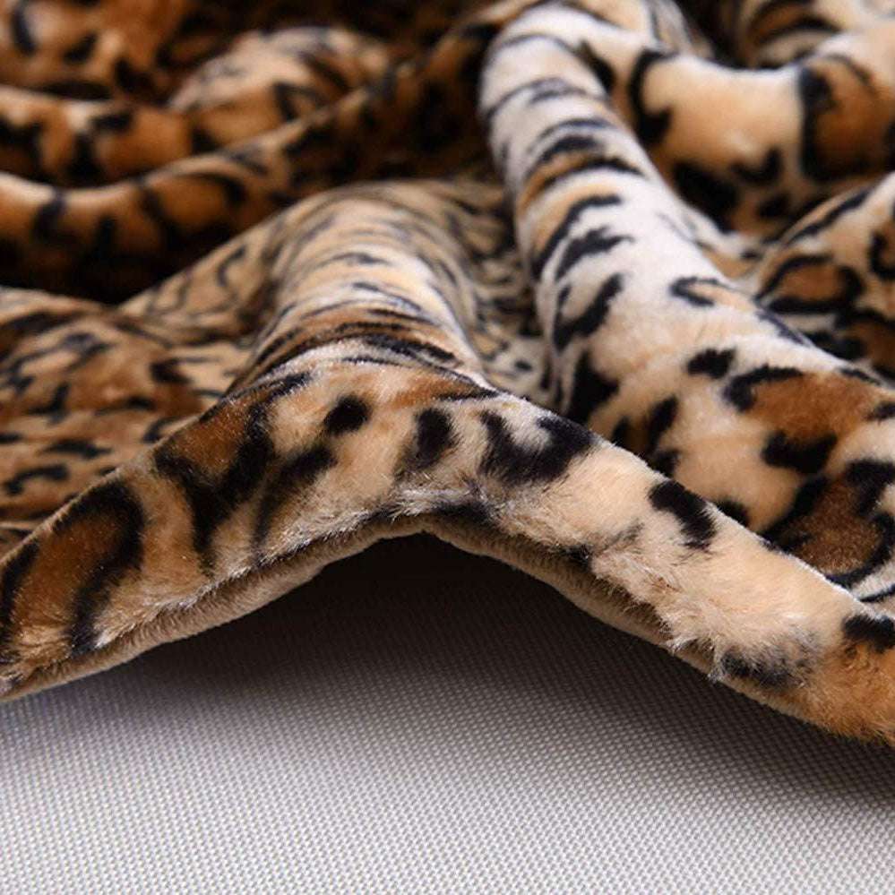 Faux Fur Leopard Throw Blanket, Soft Plush Cozy Sofa Cover