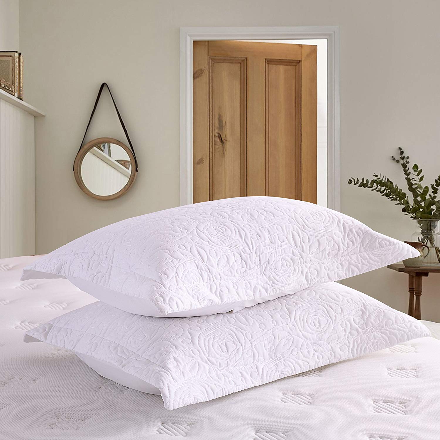 2 Piece Embroidered Pillow Shams Standard Size