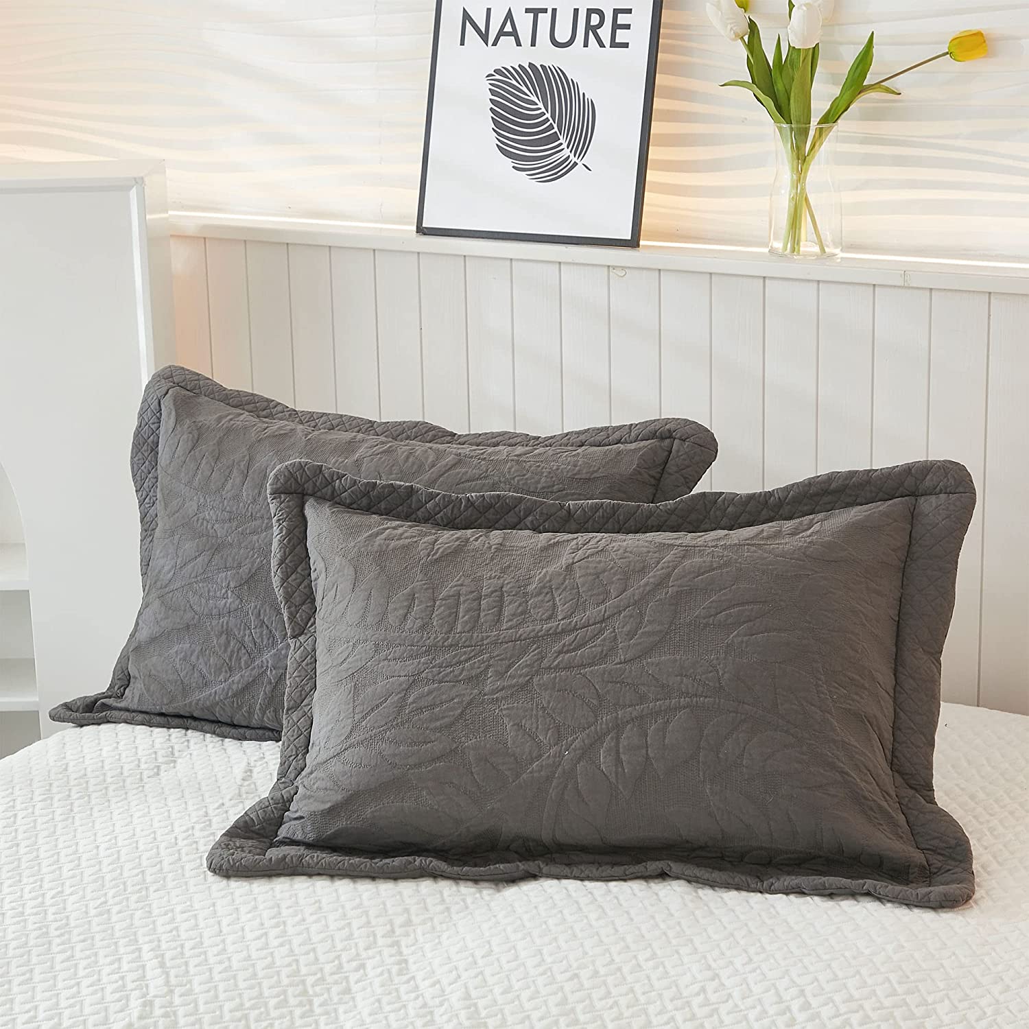3 Piece 100% Cotton Quilt Set, Oversized Quilted Bedspread T