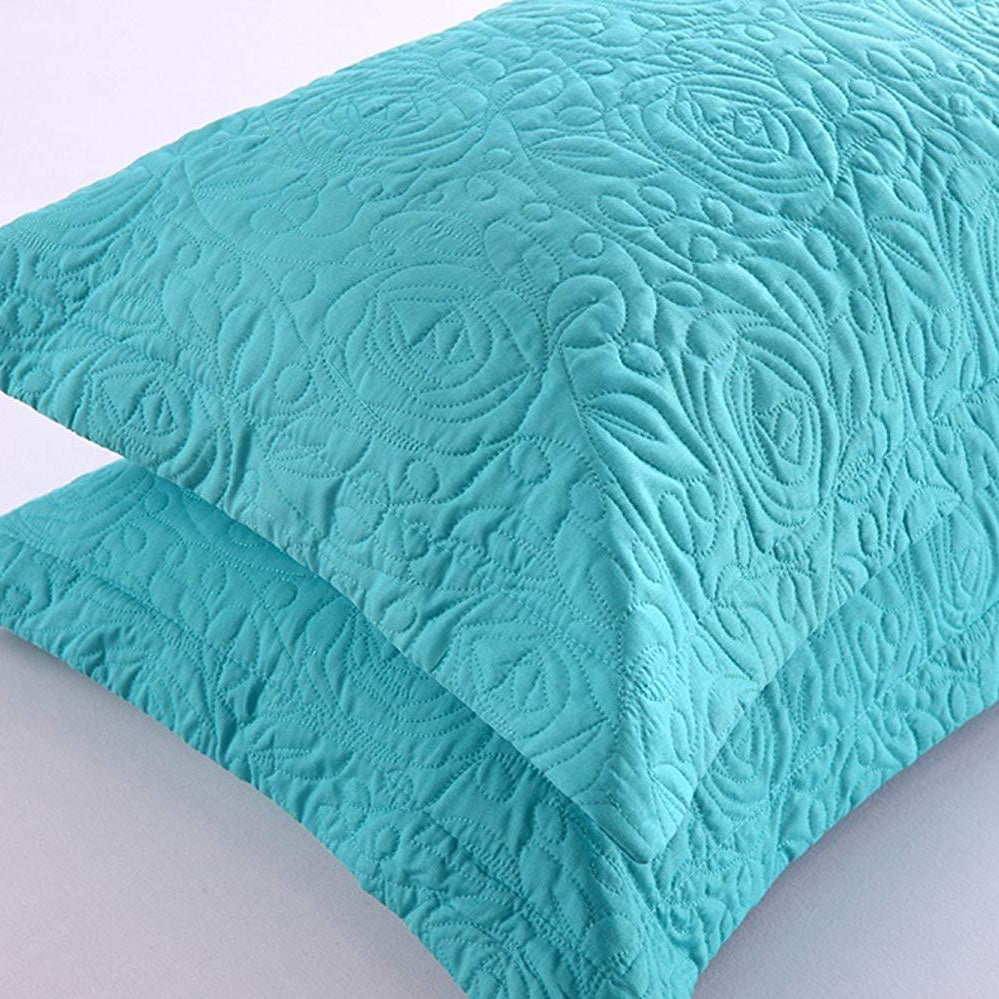 2-Piece Embroidered Pillow Shams, Queen Decorative Microfiber Pillow Shams Set Standard Size