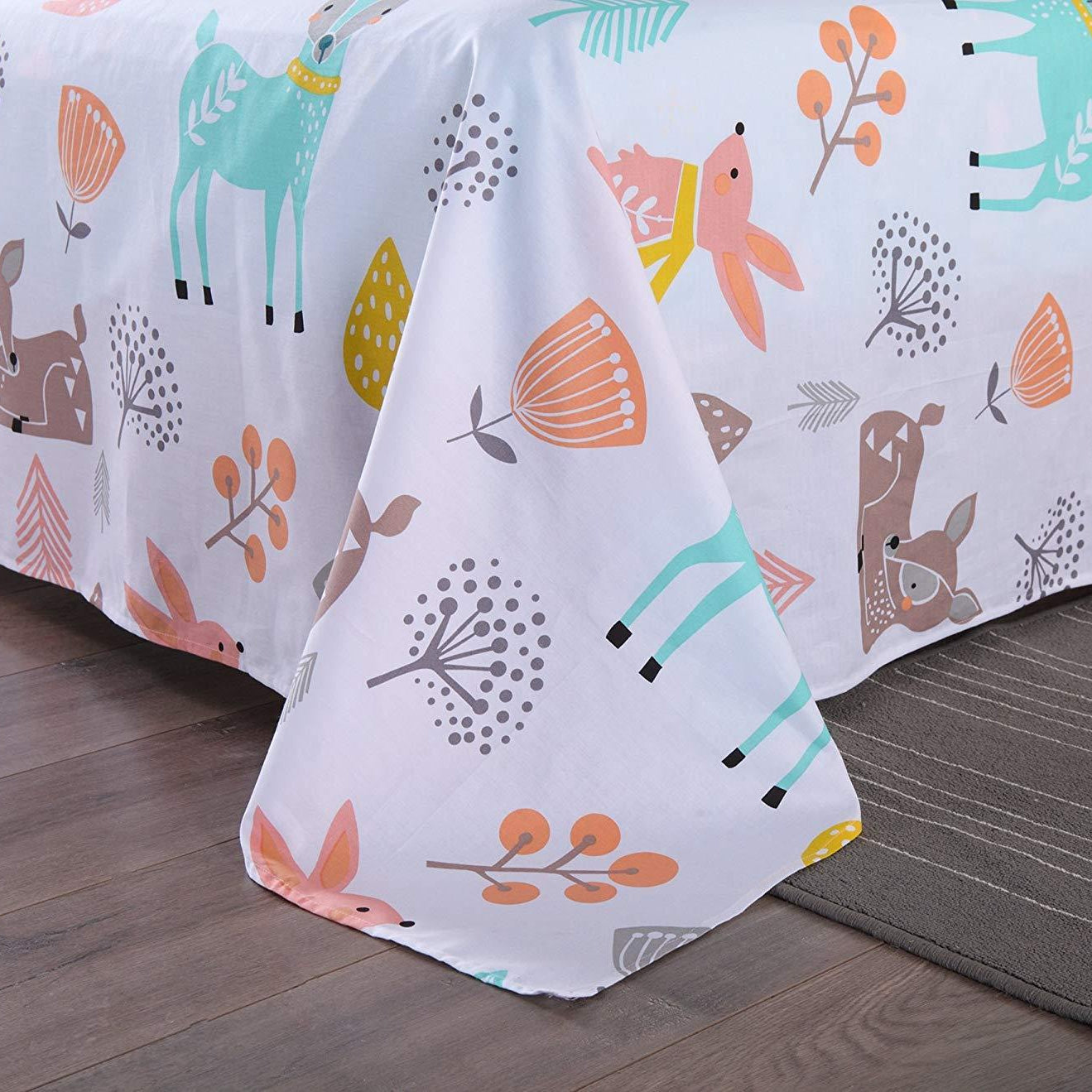 3/4 Piece Kids Cotton Sheet Set, Soft Breathable Animal Bedding