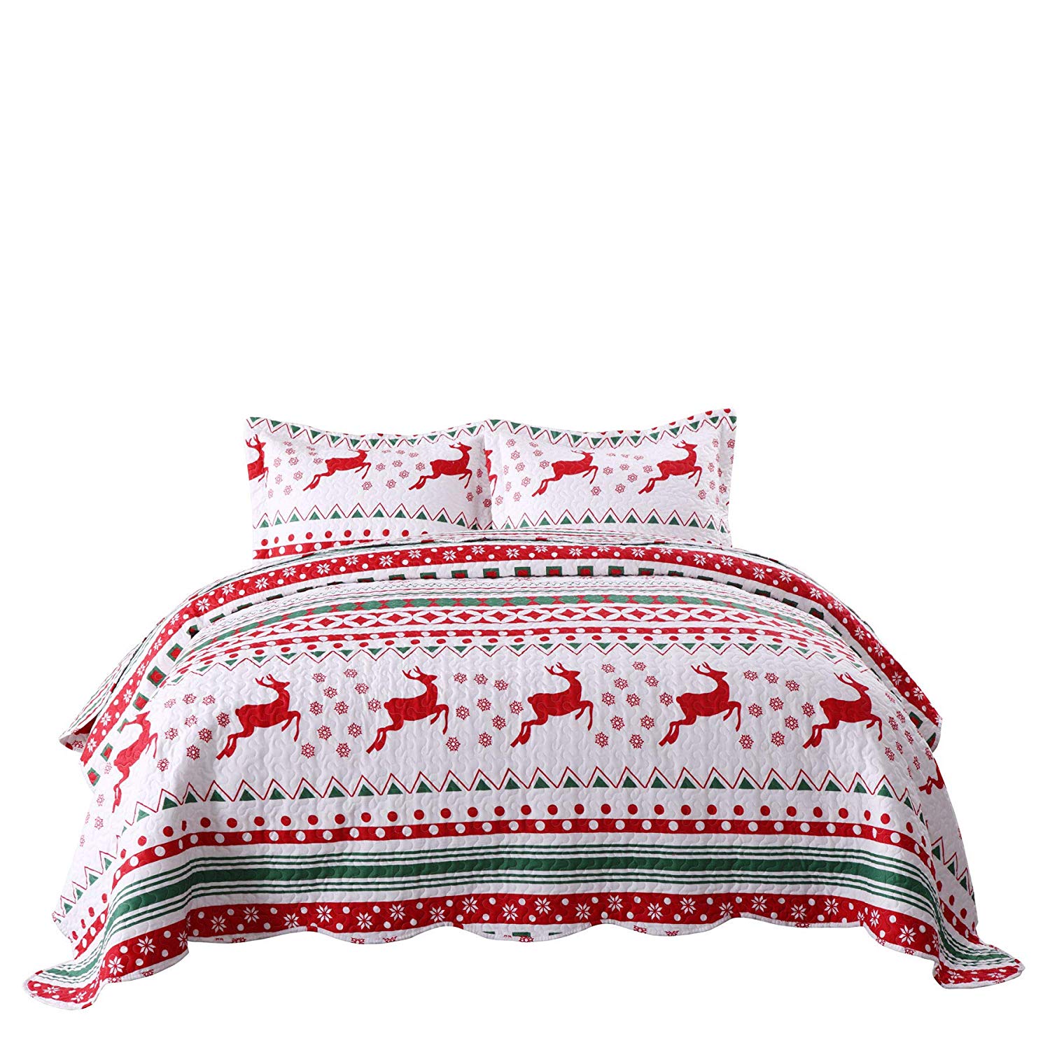 2/3 Piece Christmas Quilt Set, Snowflake Bedspread