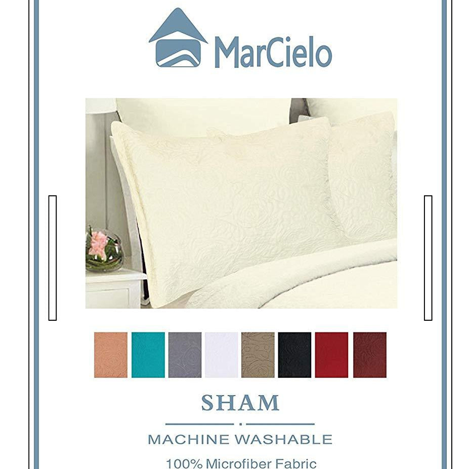 2 Piece Embroidered Pillow Shams Standard Size