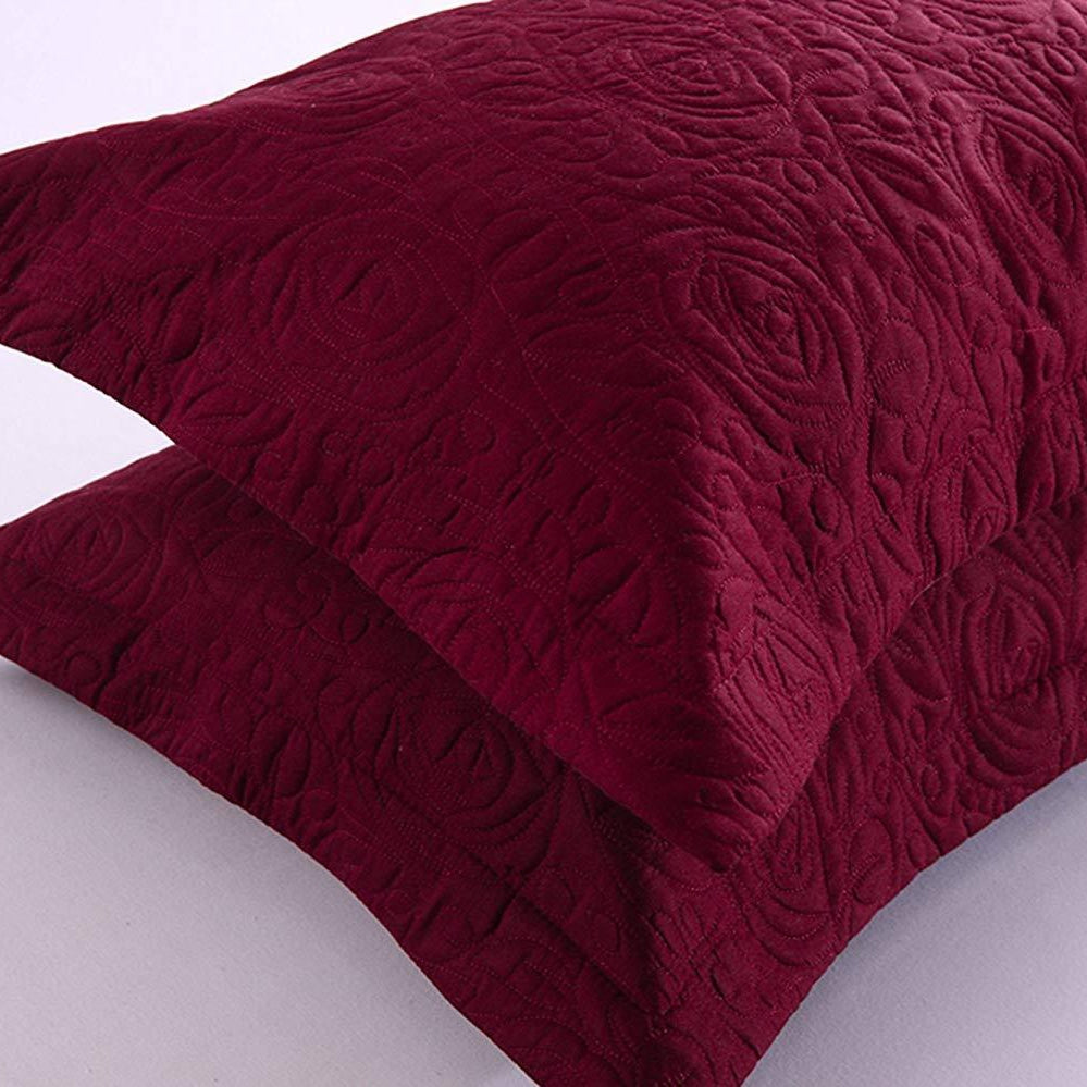 2 Piece Embroidered Pillow Shams, King Decorative Microfiber Pillow Shams Set, King Size