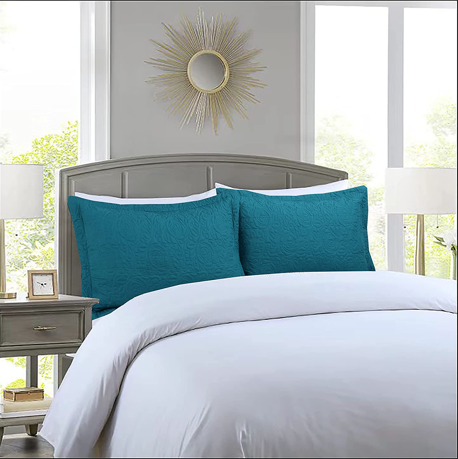2 Piece King Size Quilted Pillow Shams, Decorative Pillow Covers