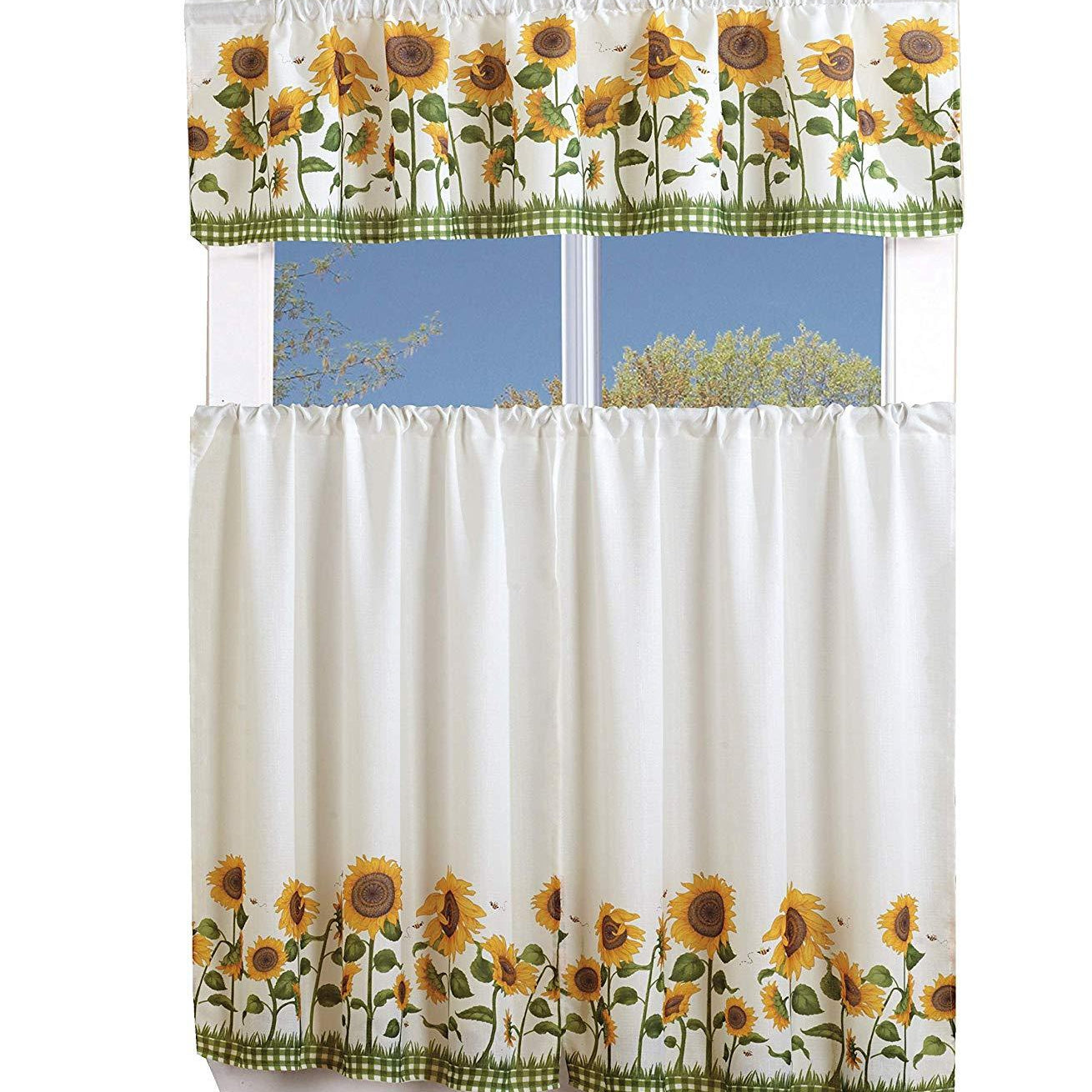 3 Piece Kitchen Cafe Curtain With Swag and Tier Window Curtain Set