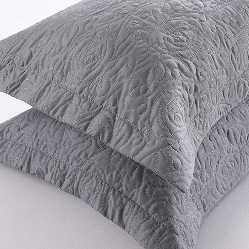 2 Piece King Size Quilted Pillow Shams, Decorative Pillow Covers