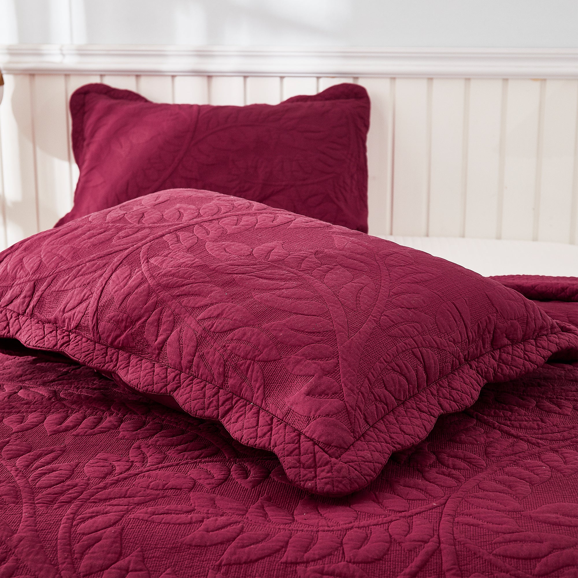3 Piece 100% Cotton Quilt Set, Oversized Quilted Bedspread T