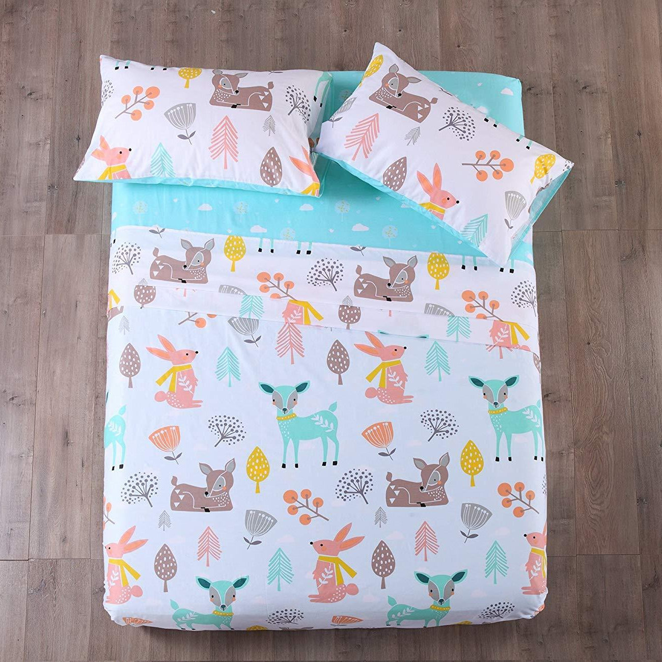 3/4 Piece Kids Cotton Sheet Set, Soft Breathable Animal Bedding