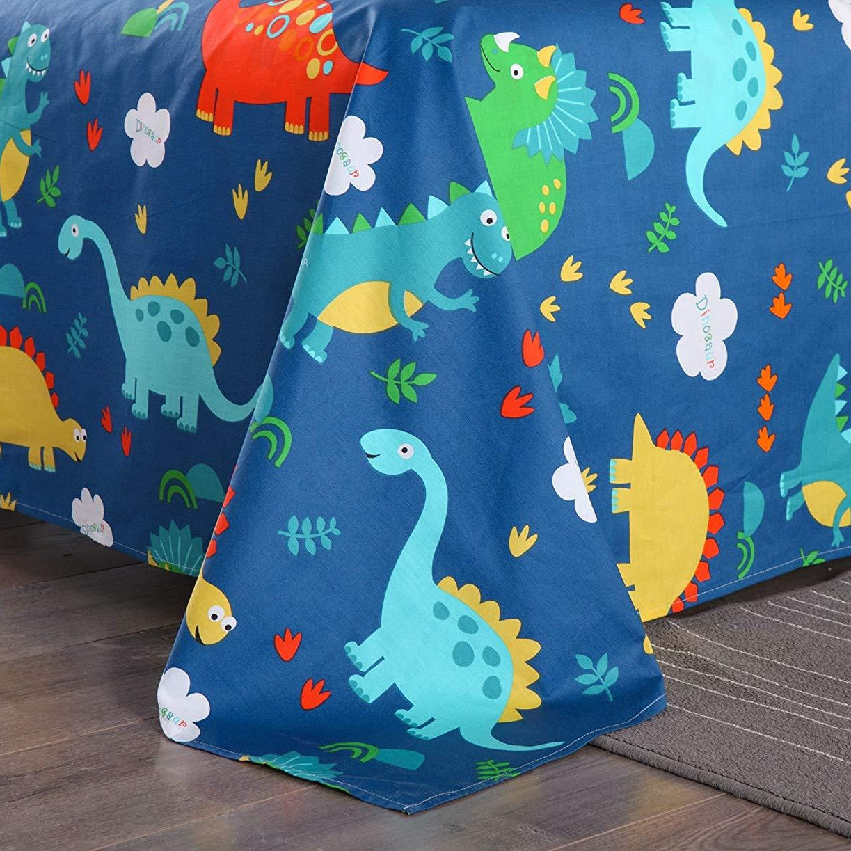 3/4 Piece Kids Dinosaur Sheet Set, 100% Cotton Soft Breathable Bedding