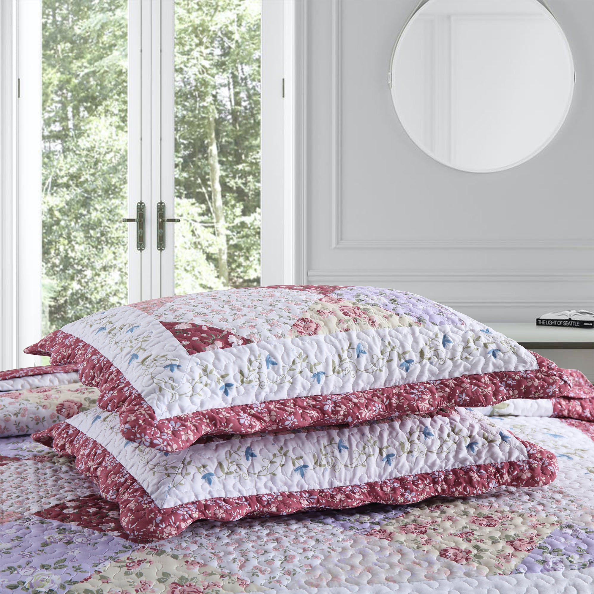 3 Piece Printed Quilt Bedspread Set Bedding Coverlet Set Lily