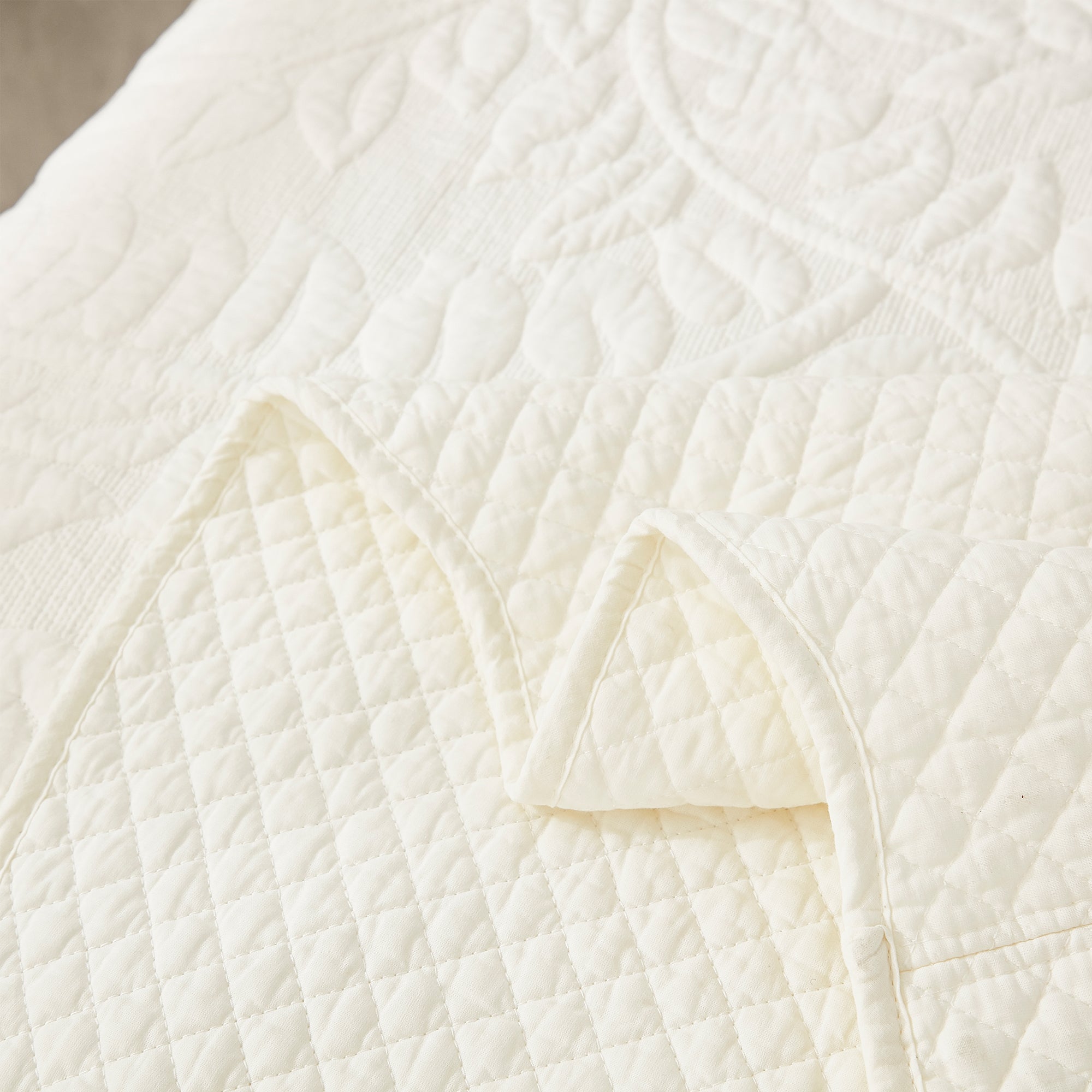 3 Piece 100% Cotton Quilt Set, Oversized Quilted Bedspread T