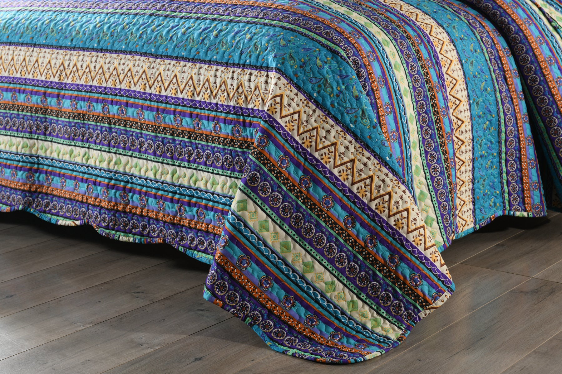 3 Pcs  Bohemian Boho Quilt Bedspread Set Rustic Cabin Lodge Quilt, BY011