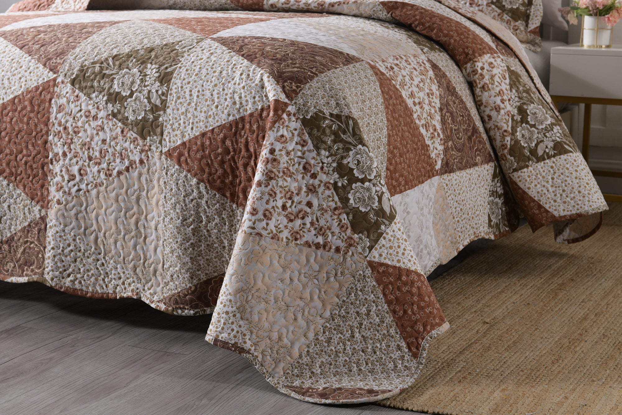 3 Piece Printed Quilt Set Lightweight Bedspread Set B74