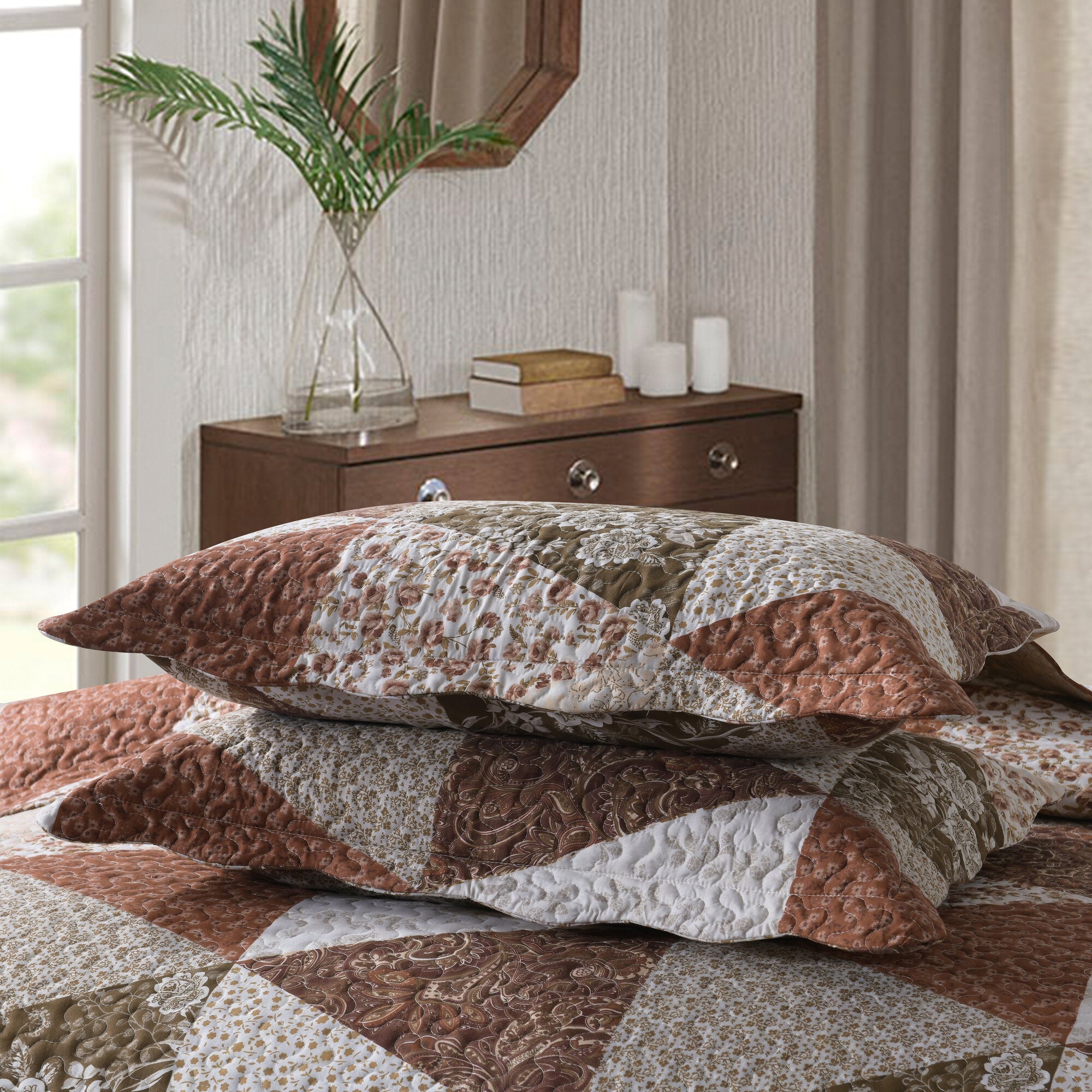 3 Piece Printed Quilt Set Lightweight Bedspread Set B74