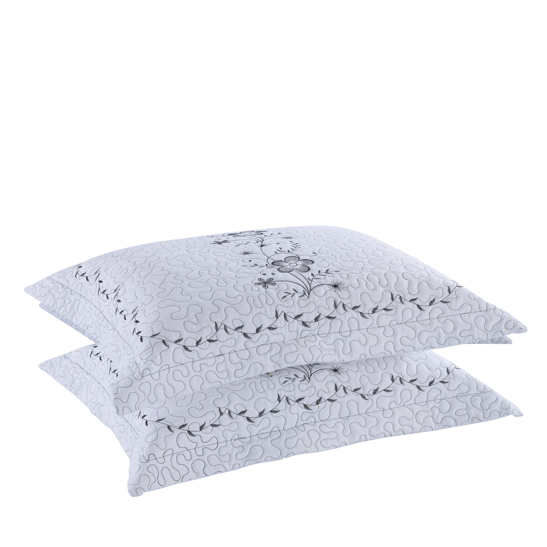 2 Pack Embroidered Pillow Shams – Standard Queen King Euro Decorative Pillow Covers with Hidden Zipper