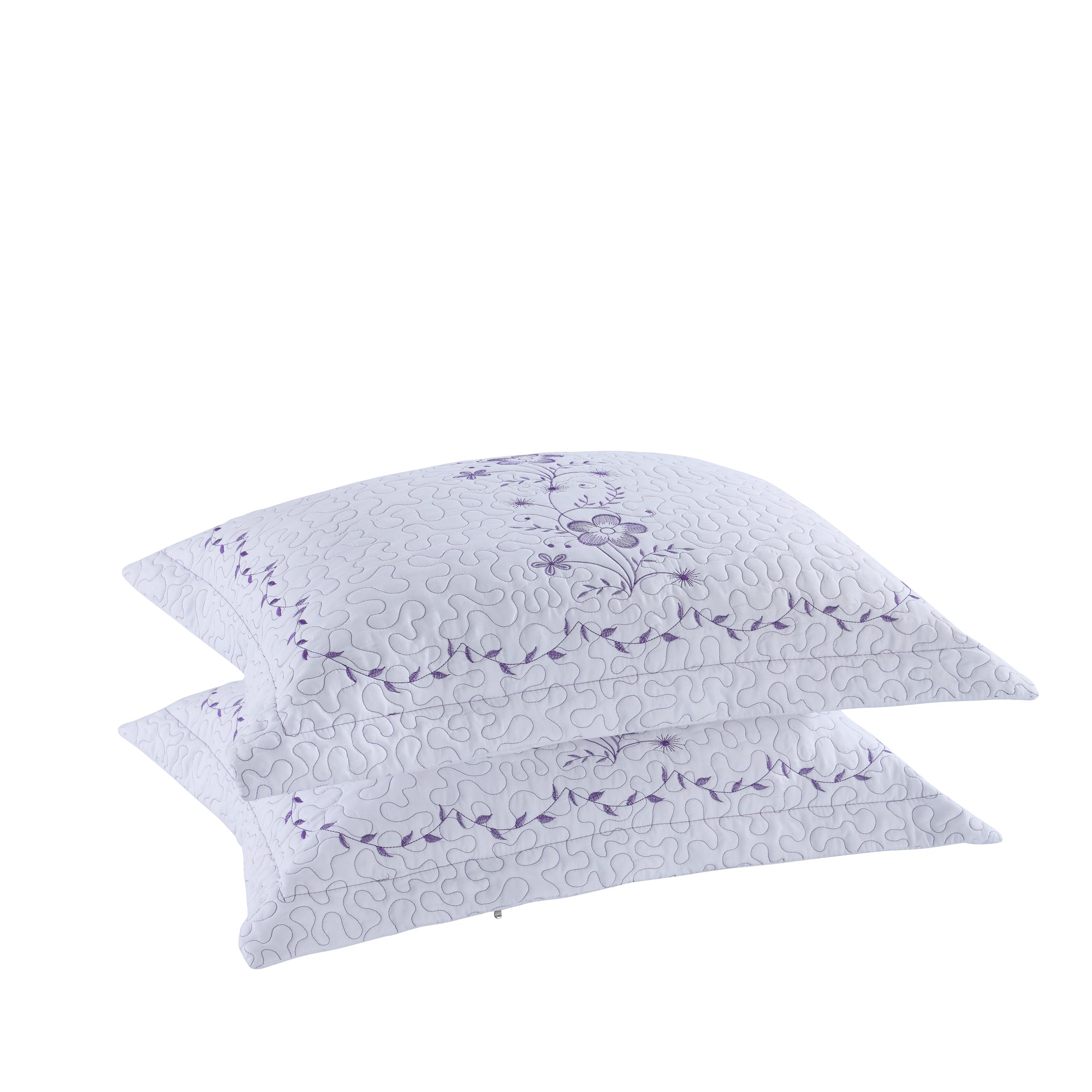 2 Pack Embroidered Pillow Shams – Standard Queen King Euro Decorative Pillow Covers with Hidden Zipper