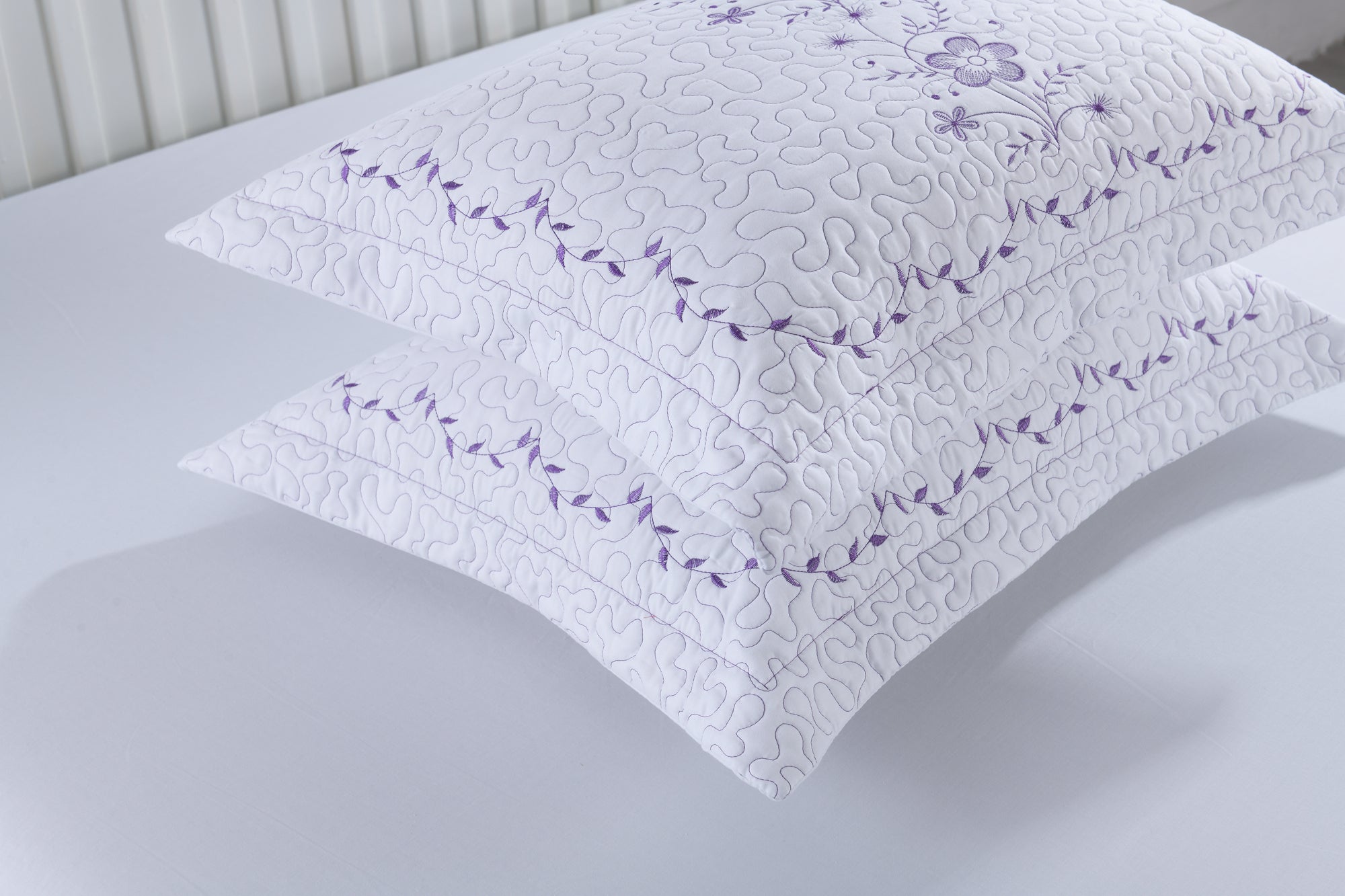 2 Pack Embroidered Pillow Shams – Standard Queen King Euro Decorative Pillow Covers with Hidden Zipper