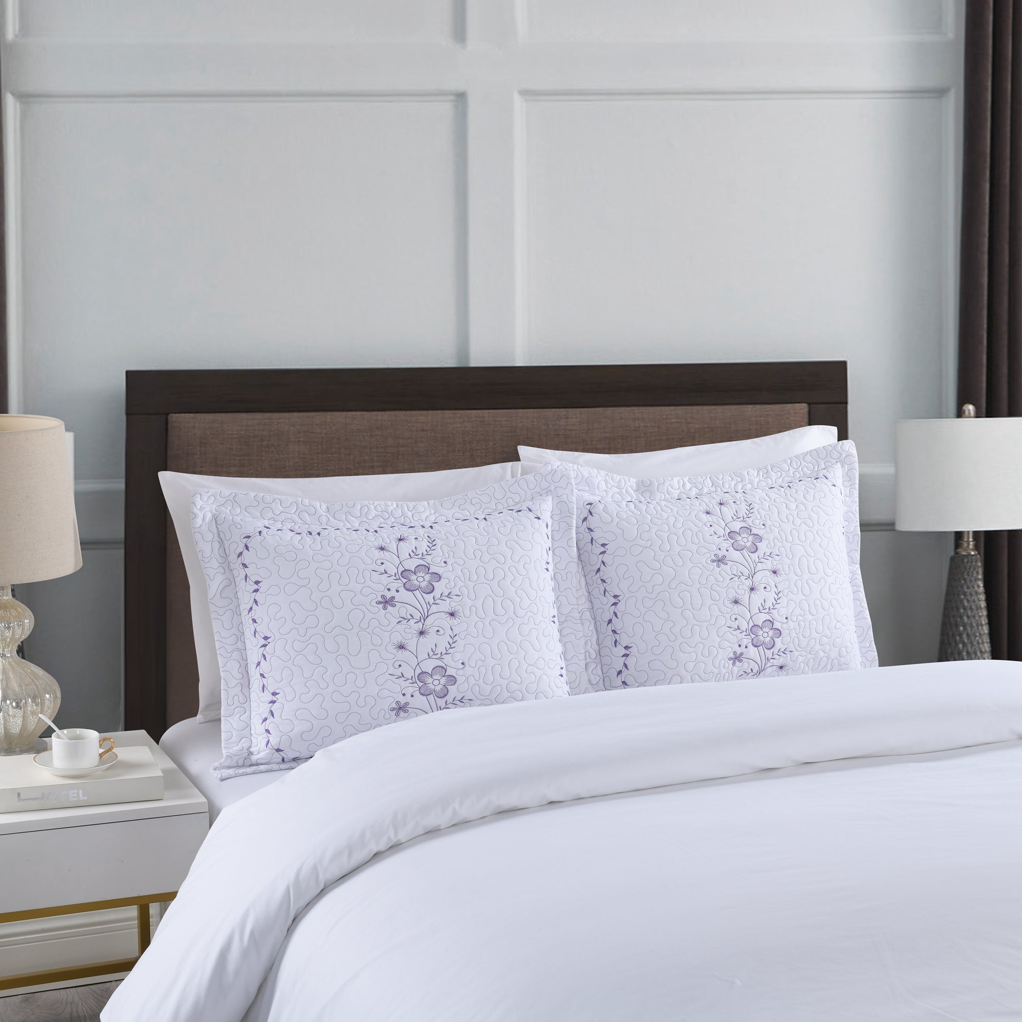 2 Pack Embroidered Pillow Shams – Standard Queen King Euro Decorative Pillow Covers with Hidden Zipper