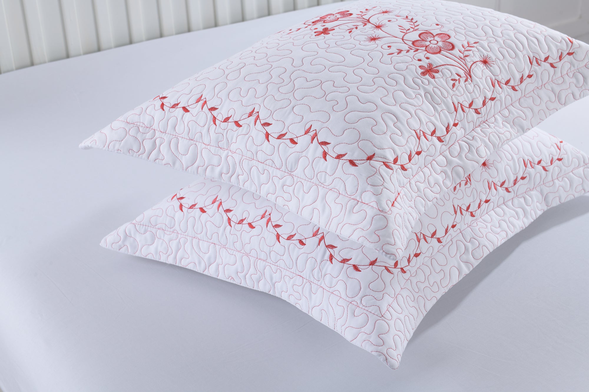 2 Pack Embroidered Pillow Shams – Standard Queen King Euro Decorative Pillow Covers with Hidden Zipper
