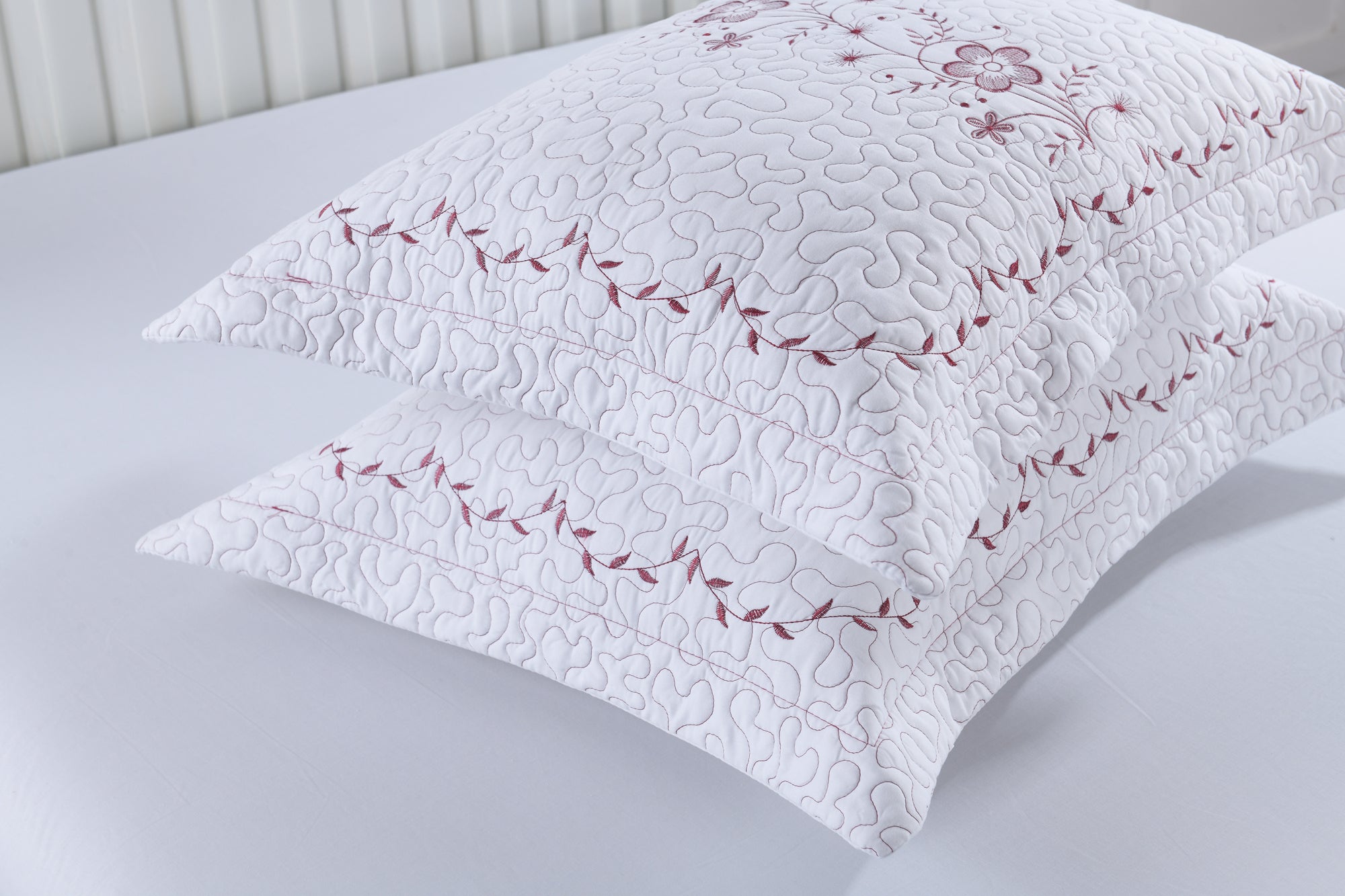 2 Pack Embroidered Pillow Shams – Standard Queen King Euro Decorative Pillow Covers with Hidden Zipper