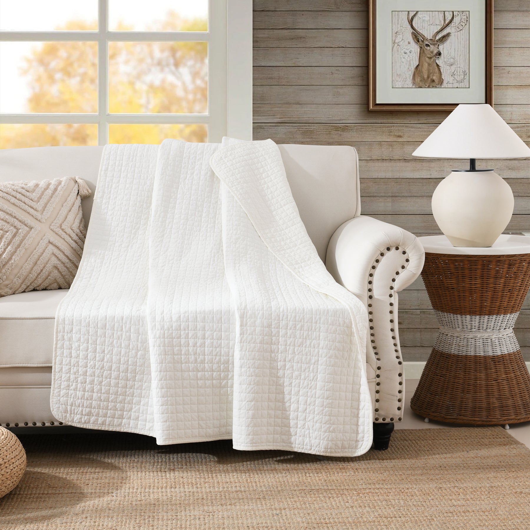 100% Cotton Quilted Throw Decorative Throw Blanket Quilt 50"x60"