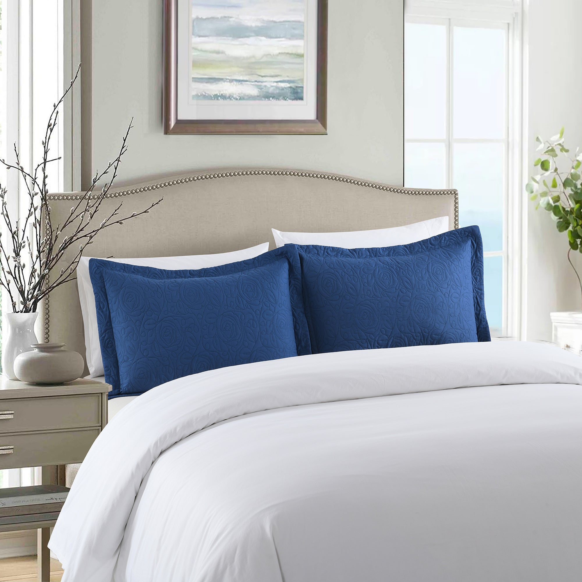2 Piece Embroidered Pillow Shams Standard Size