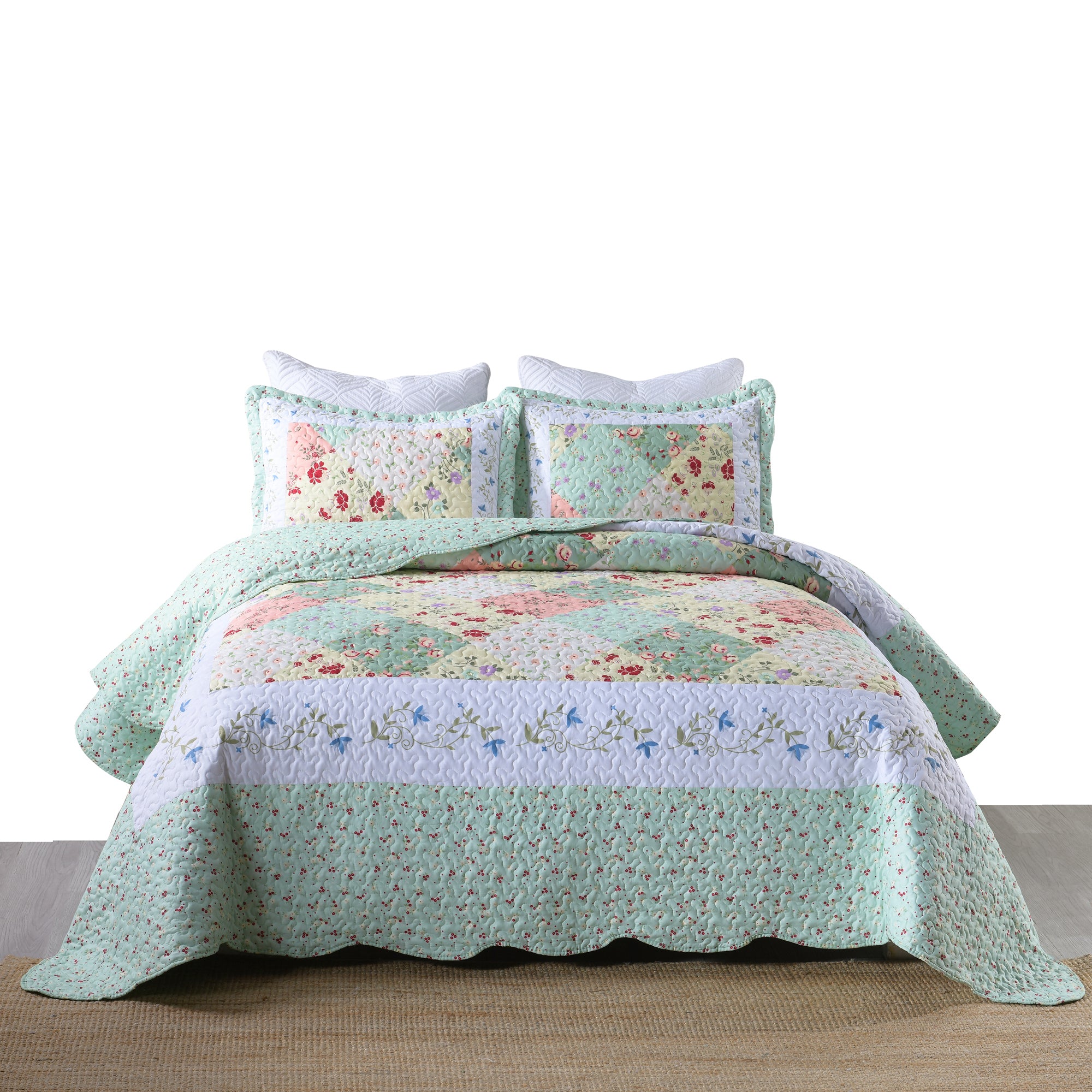 3 Piece Quilt Set Lightweight Bedspread Set B014