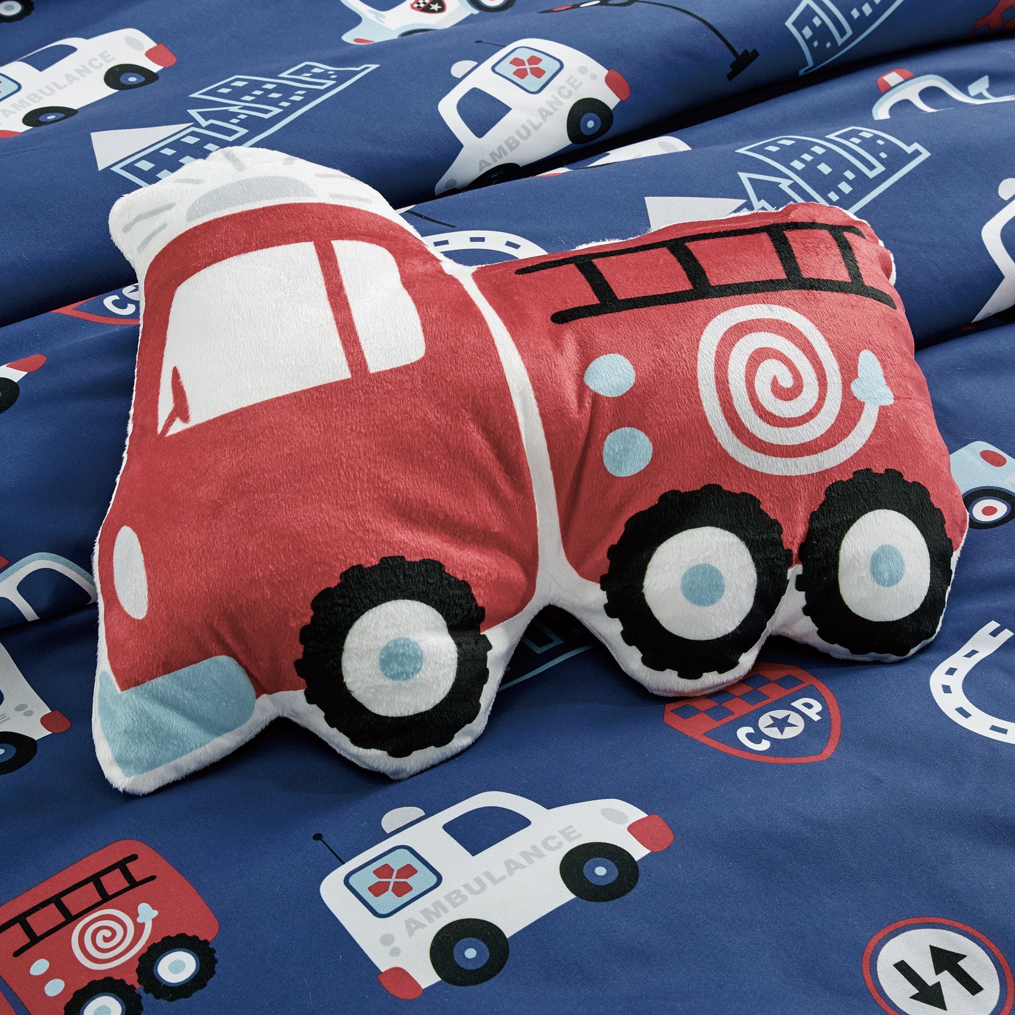 Kids Girls Boys Comforter Set Fire Truck